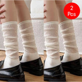 1/2 Pairs Women Lolita Thin Mid Length Socks Are Comfortable Breathable Knee-socks Lace Casual Soft Solid Simple Vertical Socks
